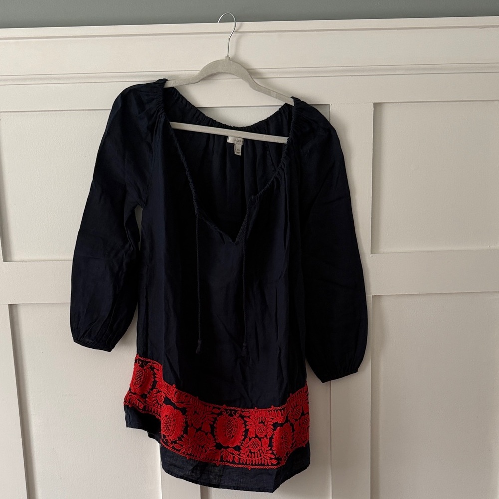 J.Crew Linen Embroidered Dress - XXS